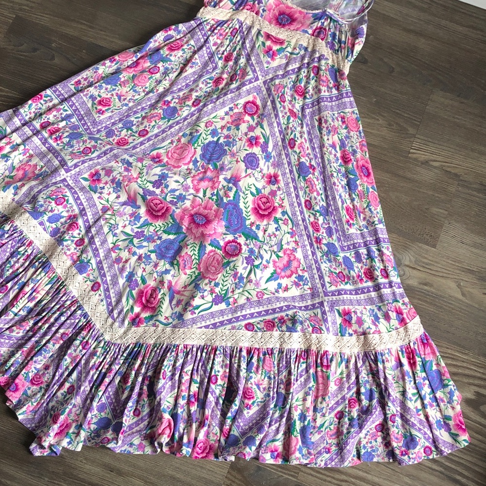 Spell Babushka Midi Dress Pink Floral Whimsical XS Flaw - Picture 10 of 16